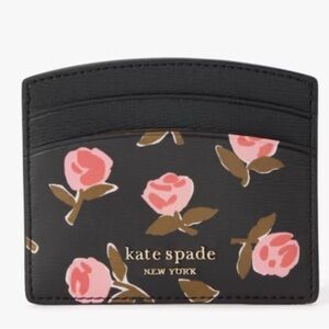 Kate Spade Black Floral Card Holder